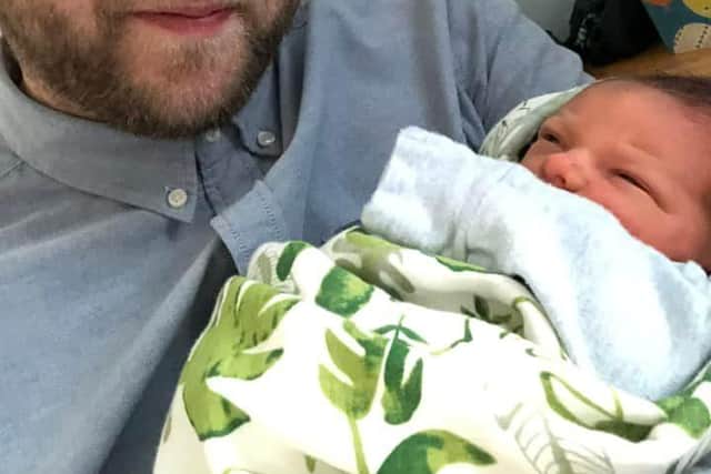 Liberal Democrat Councillor Ross Shipman with his baby, who was born during lockdown.