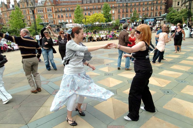 Dancers taking part in the Chance to Dance Festival in the Peace Gardens, Sheffield in June 2010