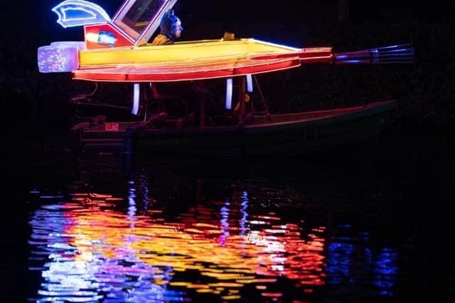 Batman takes to the water as part of the 2019 Matlock Bath Illuminations.
