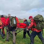 Edale Mountain Rescue Team received a request from East Midlands Ambulance Service to help an injured walker as she slipped on wet ground and dislocated her ankle while walking between Rowland and Hassop.