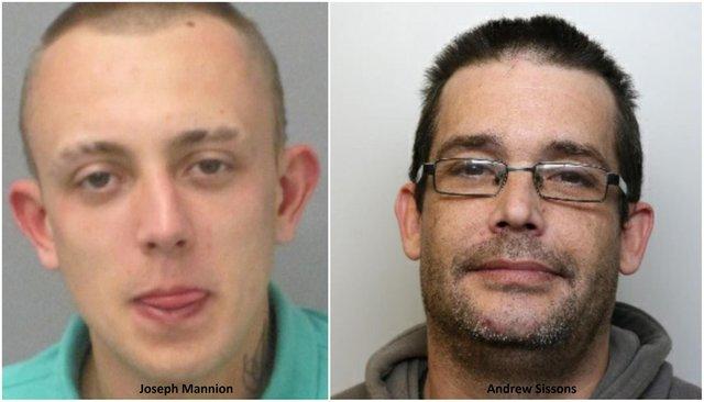 Drug-dealing duo Ilkeston Sissons and Mannion were jailed for seven years after patrolling police saw them doing a deal in a queue of traffic on Cotmanhay Road, Ilkeston.
On August 31 last year police followed the Ford Focus Sissons was driving - which had Mannion in the front passenger seat. 
A search uncovered drugs in Mannion's underwear - while more drugs and around £2,300 in cash were later found at his home on Nelson Street. 
Sissons - whose role police believed was to drive Mannion aroud during deals - was found to be keeping crack cocaine at his house in Bath Street. 
Mannion, 43, admitted possession with intent to supply class A drugs and being concerned in the supply of class A and B drugs.
He was sentenced to five years and three months.
Sissons, 41, admitted possession with intent to supply class A drugs, being concerned in the supply of class A and B drugs and possessing an offensive weapon. He was jailed for 21 months.