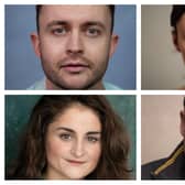 Ryan Starling, Sophie Bloor, James Keningale and Kathryn Perkins, pictured clockwise from top left, will be performing in The 39 Steps at Derby Theatre from September 29 to October 17, 2026.