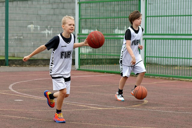 Sony Centre Falkirk Fury Basketball Club running outdoor training sessions for 14 of their 18 teams as lockdown restrictions begin to relax. Now at over 50 sessions completed. Under 12 boys training session.