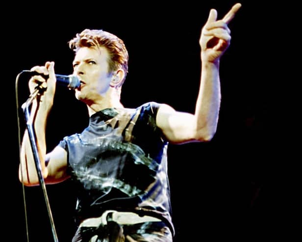 David Bowie in concert at the Sheffield Arena in 1995 