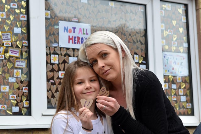 Mum and daughter Lauren Ligatt and Grace Cooper showed appreciation to the NHS with this eye-catching window display