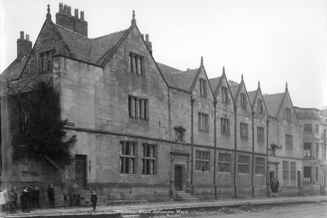 Grammar School, Church Street, Ashbourne, 1890-1910. The Grammar School in Ashbourne with children standing outside. The school was founded in 1585, although work on the buildings continued until at least 1603. (Photo by English Heritage/Heritage Images/Getty Images)