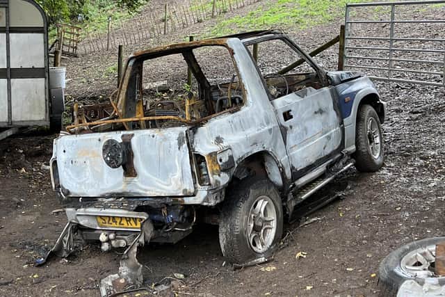 Derbyshire Fire and Rescue Service were called out to deal with a suspected arson attack on this car nearby.