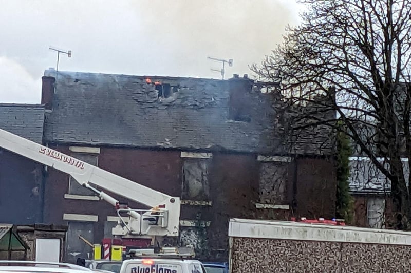 Traffic is being diverted through Old Road as fire fighters are tackling the blaze.