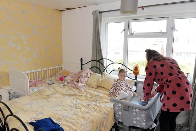 Hollie-Mai is currently living in a one-bed flat with her two young children - Elsie-Mai and Oscar as well as her partner Joshua Walker. She has been bidding to get a larger council property for over a year and says the issues with her current flat are getting increasingly worse.