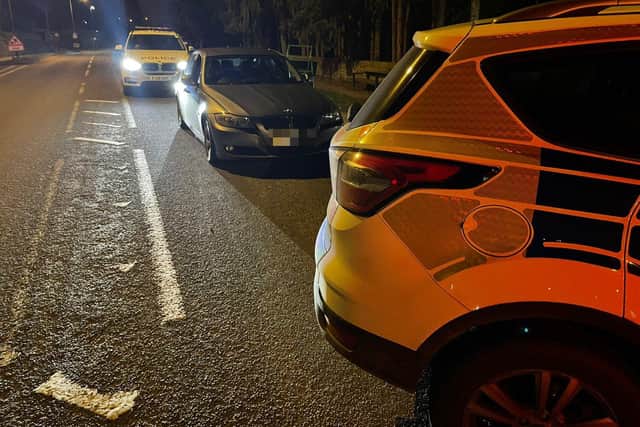 Police seized a BMW in the Derbyshire Dales which the driver claimed to be road testing at 1.20am this morning (March 25).