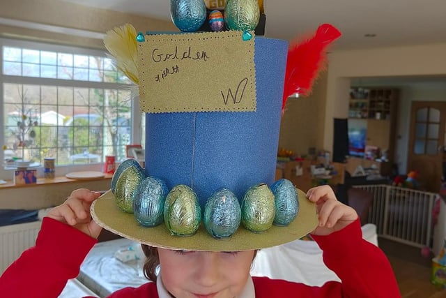 Very clever hat here, sent in by Jayne Beaumont and modelled by her five-year-old son