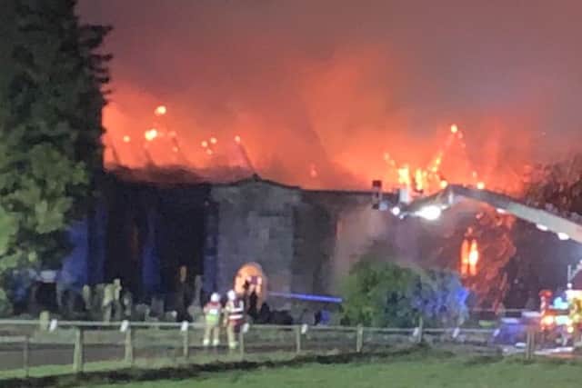 Firefighters battle a huge blaze at a church in Mackworth, Derbyshire
