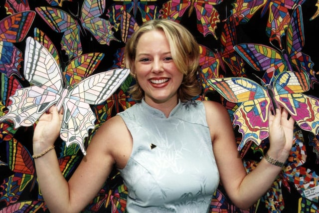 Newly Crowned "Crystal Princess" Sally Heathcote got all of a flutter when she called into Crystal Peaks to see how the "Great Butterfly Colour competition" was doing in 1998