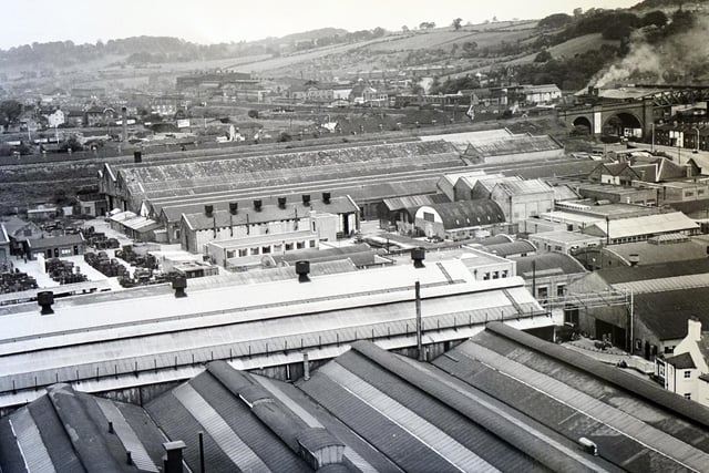 View from Tube works chimney looking north over Bryan Donkins works, June 1958.