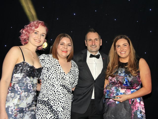 Parker is the 26th surname on this list, held by 2,906 Derbyshire residents. It is an occupational name for an officer employed to look after deer and other game in a hunting park. Pictured here is Phil Bramley, Derbyshire Times Editor, presenting the award to Katy Vickers, Hannah Finney and Robyn Parker of Great2.