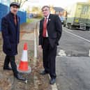 Councillors Mick Bagshaw and Carl Chambers, pictured here outside Duckmanton Primary School.