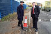 Councillors Mick Bagshaw and Carl Chambers, pictured here outside Duckmanton Primary School.