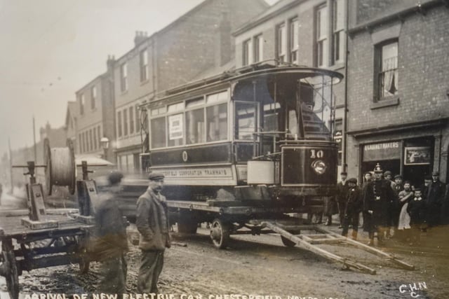 Arrival of new electric car to Chesterfield, 1904.