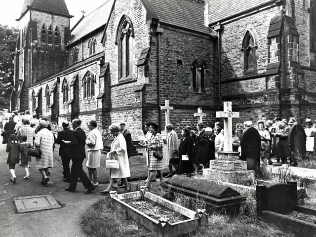Clipping ceremony at St Bart's Church Old Whittington, Chesterfield, in 1969.