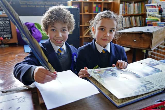 Year 5 pupils in the Curiosity Cabin at Cavendish Junior School