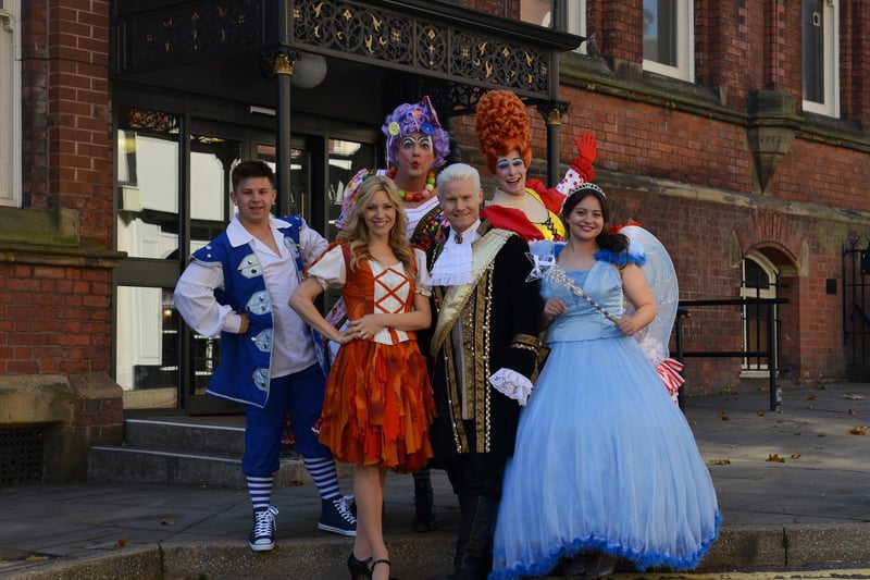 The cast of Cinderella, which starred Rhydian Roberts and Naomi Wilkinson.