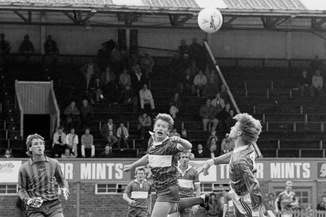 Former Southend manager Phil Brown is pictured playing for Chesterfield v Southend United in September 1984. It ended in a 2-1 win for Spireites, watched by just 2,692 fans.
