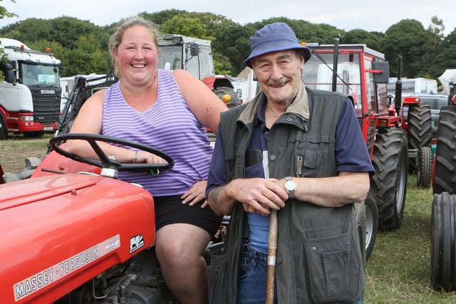 Joanna Doxey and Dave Twigg show off their tractor.