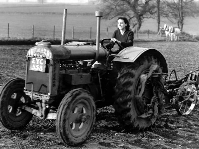 Hayling Island war women. Landgirl driving a tractor.
