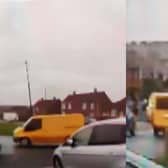Officers are asking for public help to track the occupants of a distinctive yellow Ford Transit van.