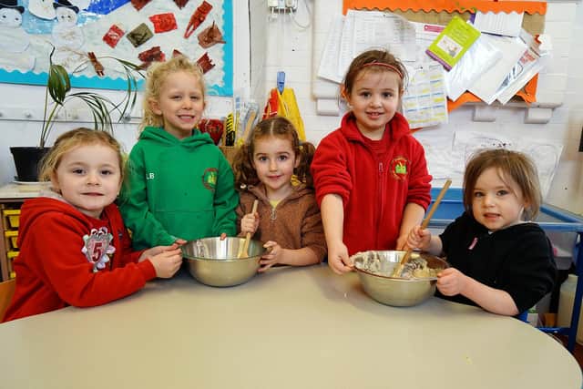 Renishaw class pupils pictured making bread
