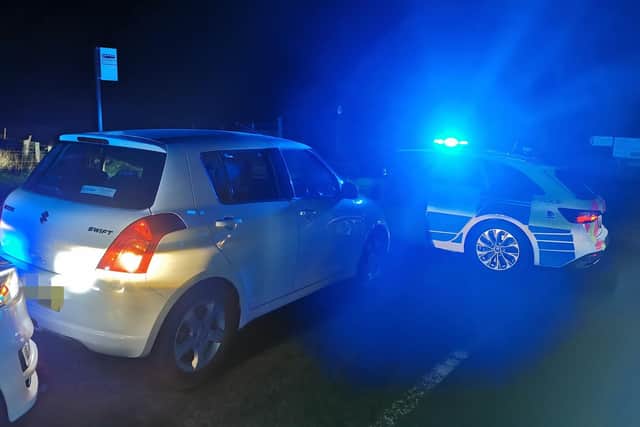 Officers found the driver asleep behind the wheel at a junction in Glossop (picture: Derbyshire RPU)