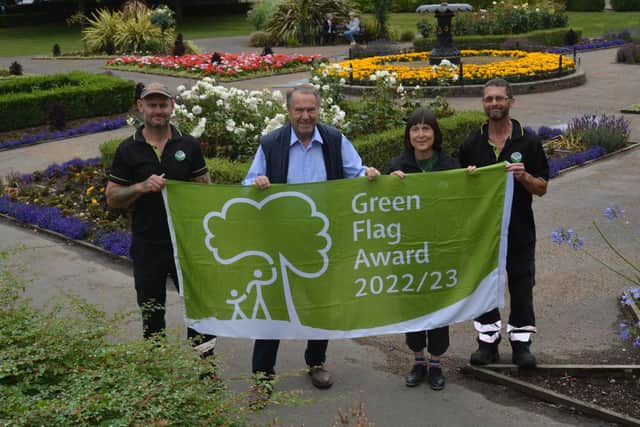 Derbyshire Dales council leader Garry Purdy, second left, with Scott and Paul from the Clean & Green team and community development officer Emma Mortimer.