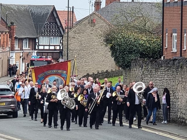 Supporters marched to Shirebrook Welfare after the unveiling.