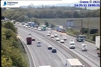 A vehicle has caught fire between Junction 30 and 31 on the M1 northbound, near Chesterfield.