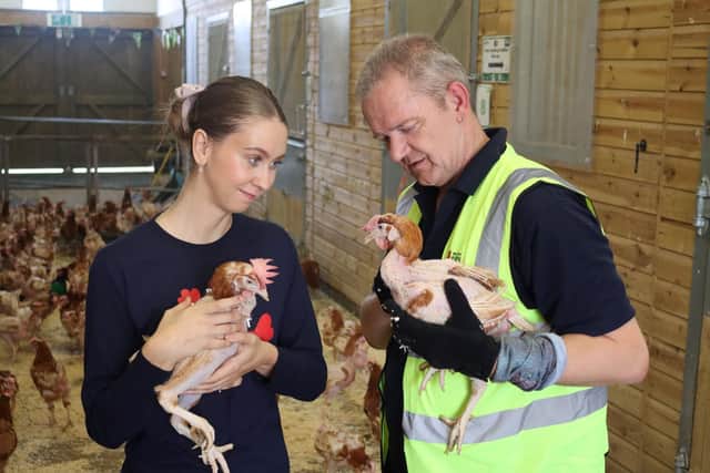 Elaina Machin and Andy Wells at British Hen Welfare Trust