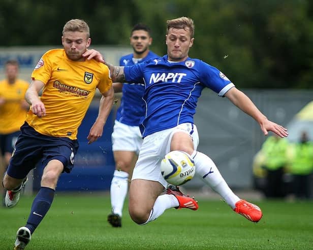 Liam Cooper in action for Chesterfield against Oxford United in September 2013.
