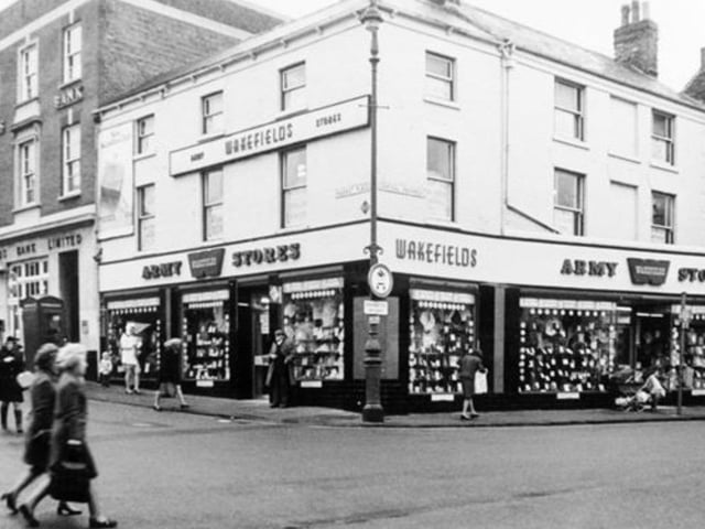 Wakefield's Army Stores on Market Place, Central Pavement, in 1974 was a hugely popular store in the town centre