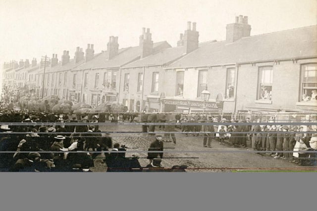 Parade of Barnum and Bailey's Circus elephants in Chesterfield in 1899. The parade passing along Chatsworth Road. The elephants passed after the camels and just before the children's pony wagons. Larger circuses like Barnum and Bailey's would announce their arrival in town with a circus parade.