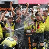 Harrogate Town beat Notts County 3-1 in the National League play-off final on Sunday.