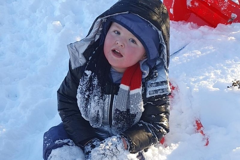You are never too young to go out and enjoy the snow - Christopher (5)  was all wrapped up, and had a ball!