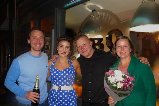 Dr Dan Shaw, left, and his wife, right, with Jon Evans and his sister Ami at the private launch of Gingerz BBQ on Chatsworth Road, Chesterfield.