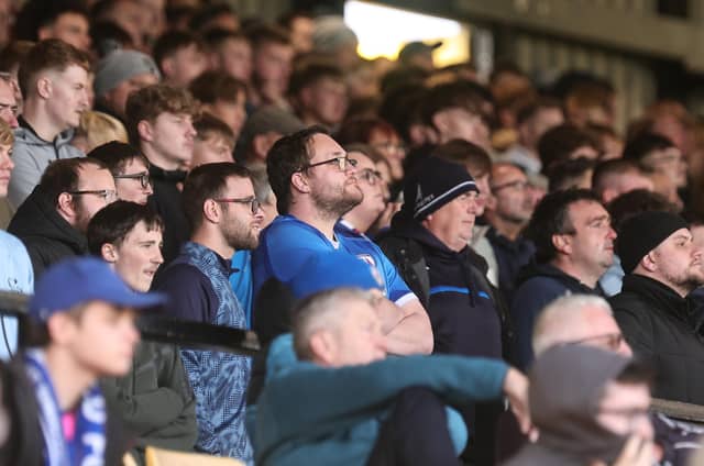 Some of the near 1,500 Spireites who backed the team at Vale Park