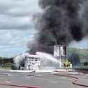 Fire crews are tackling an oil tanker blaze on the M1 in Derbyshire.
Credit: National Highways