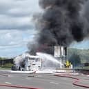 Fire crews are tackling an oil tanker blaze on the M1 in Derbyshire.
Credit: National Highways