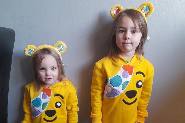 Looking cosy and cuddly are Lilyana and Isla-rose, ready for school this morning, in this photo sent in by Gemma Muckle.