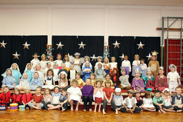 Gold stars for these performers in the nativity play at Brockwell Infant School, Chesterfield, in 2012.