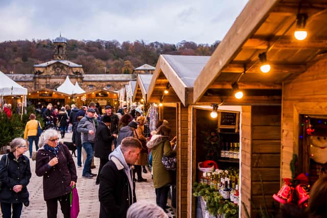 Chatsworth Christmas Market offers gifts galore on the stalls which are set up in wooden huts (photo: www.shoot360.co.uk)