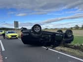 Isuzu D-Max flipped to its roof in a horrifying bank holiday collision at the A632.