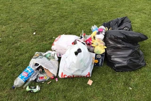 Litter and debris left in Holmebrook Valley Park in Chesterfield.