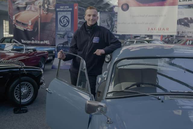 Luke Henshaw, classic car apprentice at the Great British Car Journey in Ambergate. The 18-year-old is one of ten finalists for the title of VisitEngland’s Tourism Superstar 2023 and is counting on votes from the public.